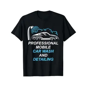 Menswear 100% Cotton Round Neck Graphic Tee - Casual, Print Design, Professional-Grade for Mobile Car Wash & Detailing