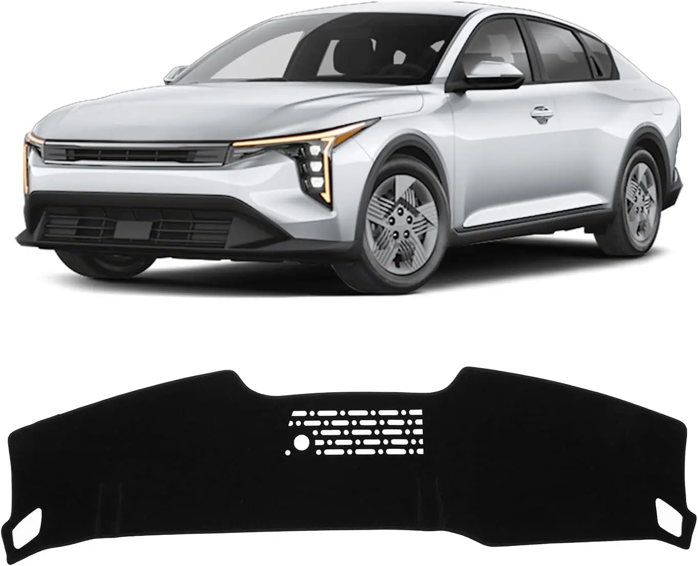 KUST Black Dash Cover for Kia K4 2025-2026 Left Hand Drving Dash Carpet Polyester Non-Slip Dash Protector Interior Accessories for K4 Custom Fit Dash Mat Sunshade Windshield Glare
