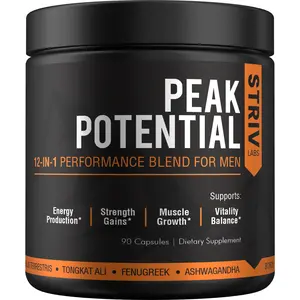 Peak Potential | 12-in-1 Performance Blend for Men | Energy, Strength & Vitality Formula | Ashwagandha, L-Citrulline, Tongkat Ali, Tribulus Terrestris, Fenugreek | 90 Capsules Healthcare Supplement Dietary Fitness Edible