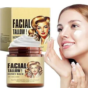 Whipped Beef Tallow and Honey Balm, Grass Fed Grass Finished Face Cream, Tallow Face Moisturizer, Beef Tallow Balm for Skin Care Oil Facial body glaze Coconut Moisturizing