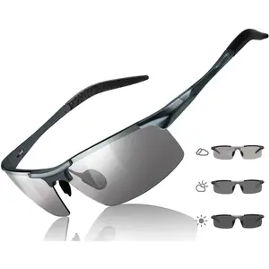 【Photochromic glasses】Mens Photochromic Sunglasses Day & Night Driving Z87 Sun Glasses Polarized UV400 Protection Safety Glasses