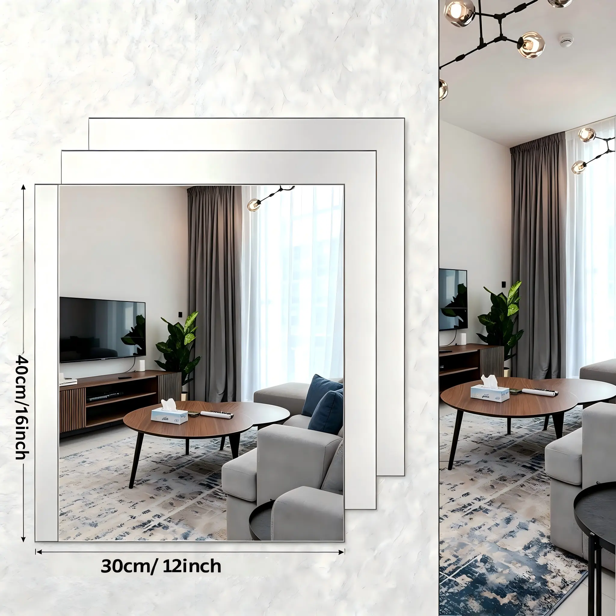 Available in two types: acrylic hard mirror tile stickers and flexible plastic mirror stickers,in multiple sizes.Flexible frameless wall decoration suitable for children's rooms,home décor,home gyms,and indoor use.