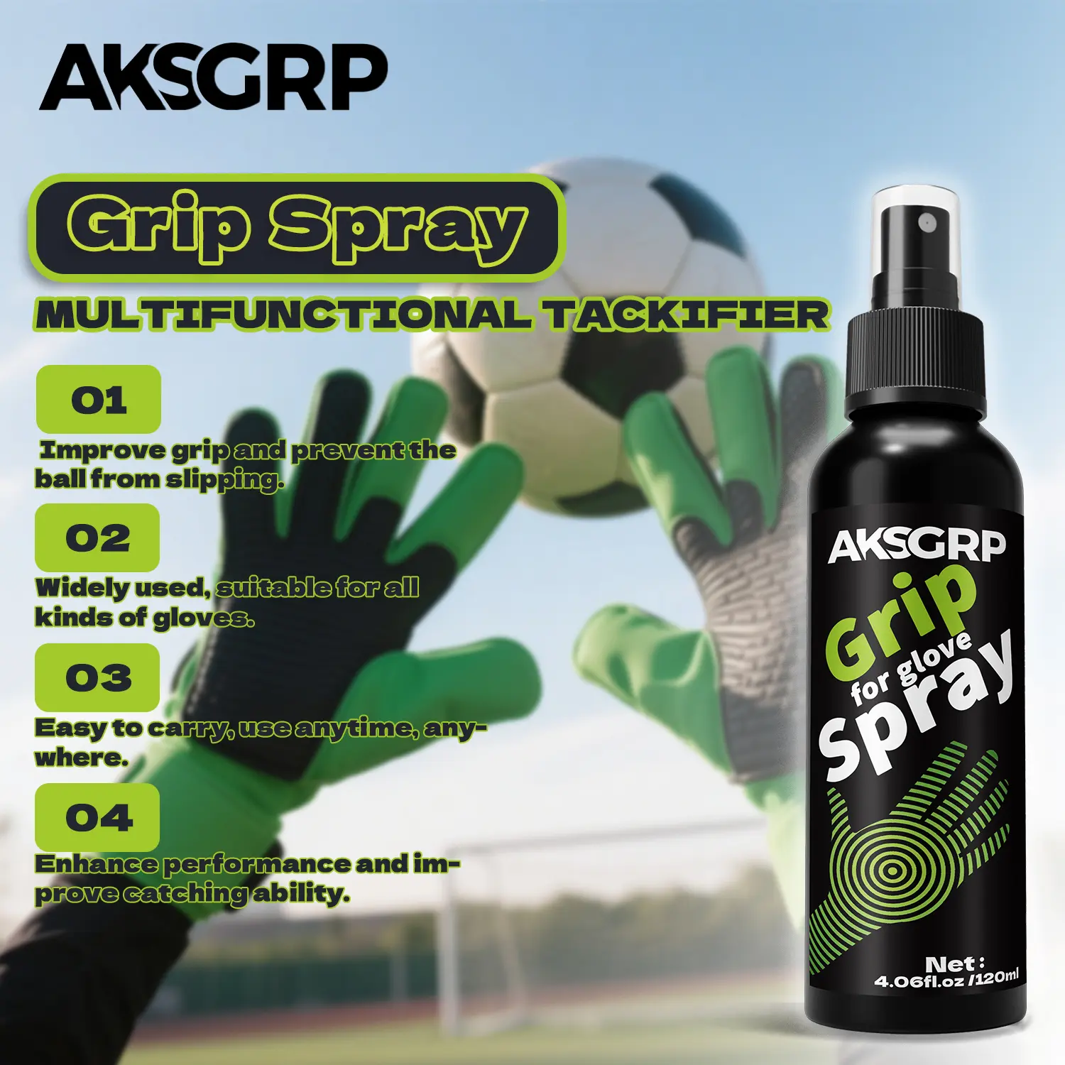 1pc Goalkeeper Glove Grip Spray, MSDS Certified Goalie Glove Glue, 100ml, Transparent Clear, PP Material, Snap Closure, Hand Wash Only, for Adult Goalies, Soccer Gear, Football Equipment, Football Accessories