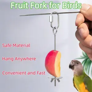 New Stainless Steel Automatic Feeder, Tiger Cosplay Parrot Fruit Fork Bird Feeder, Home Cage Daily Feeding, Holiday Gift Idea