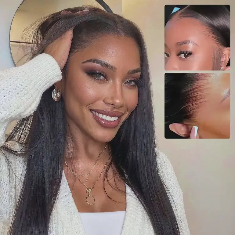 Megalook Zero-Wear Truly Snap & Go HD-Pro Lace Wig Straight 13x6 Glueless 100% Human Hair Wigs Seamless Fit All Skins 5 Texture