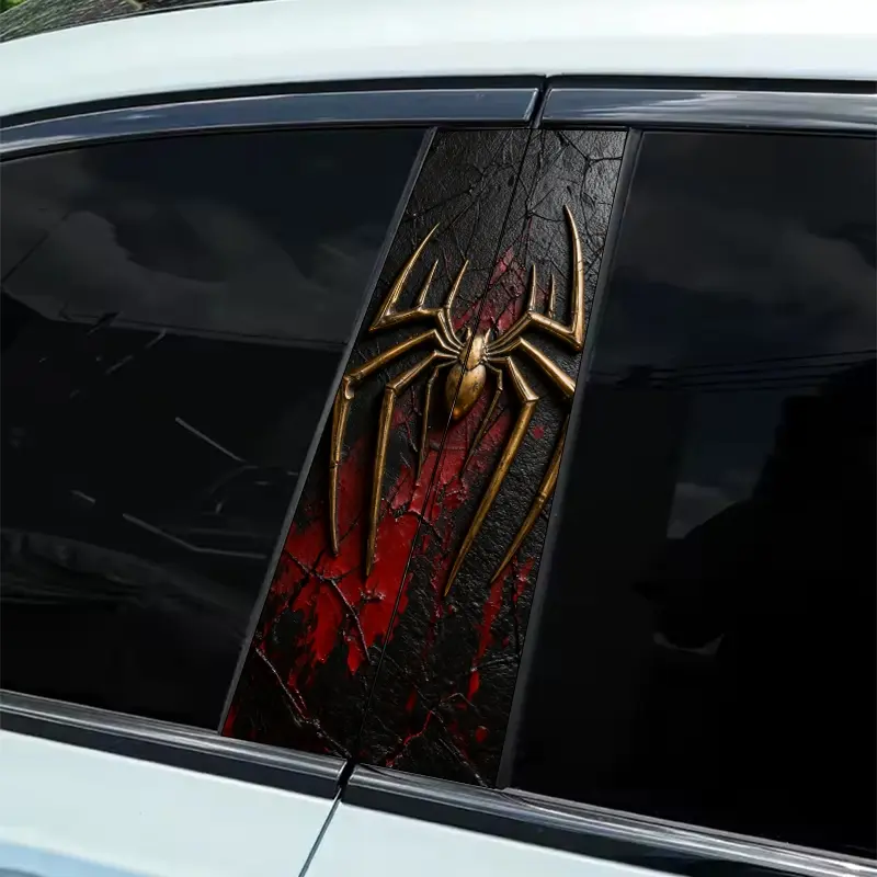 2-Piece set of metal spider angle car B-pillar stickers, Car decorative sticker, Car vehicle decoration, matte surface, easy to paste, scratch-resistant and water-resistant, suitable for cars, pickup trucks, automotive decoration