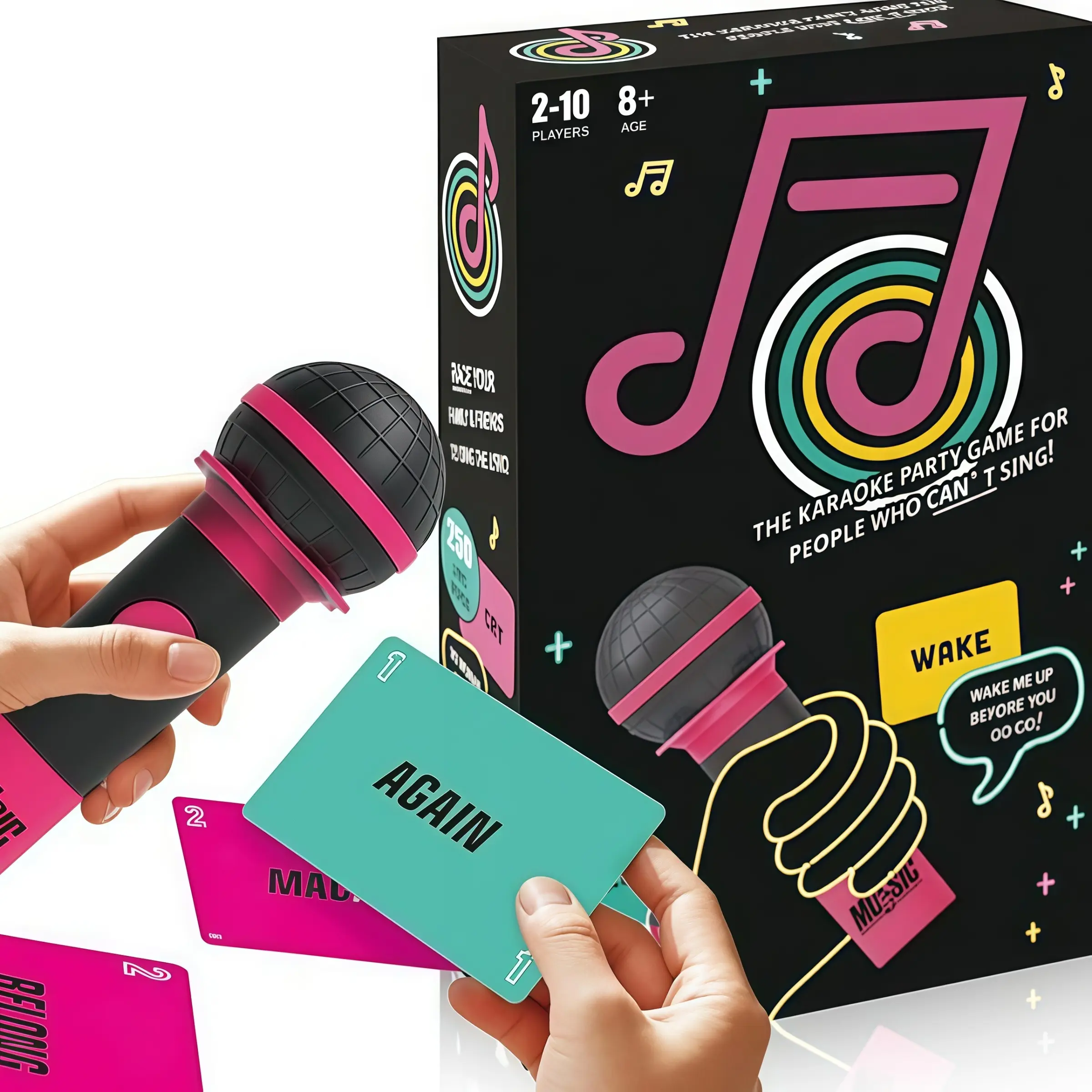 Karaok Style Microphone Game Set With Mic, Includes Foam Mic & 125 Word Cards, No Singing Required, Perfect for Family Friend Gatherings