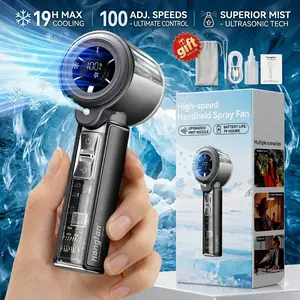 Hangfan Portable Handheld Turbo Fan | Misting Fan | 3000mAh Large-Capacity Battery | Ultra-Quiet Brushless Motor | Powerful Airflow | Digital Display | USB Rechargeable | Up to 10 Hours of Battery Life — An Exquisite Gift Suitable for Both Men and Women