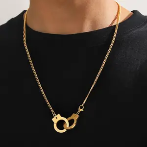 Creative handcuffs pendant bracelet necklace men's necklace men's and women's versatile jewelry cross