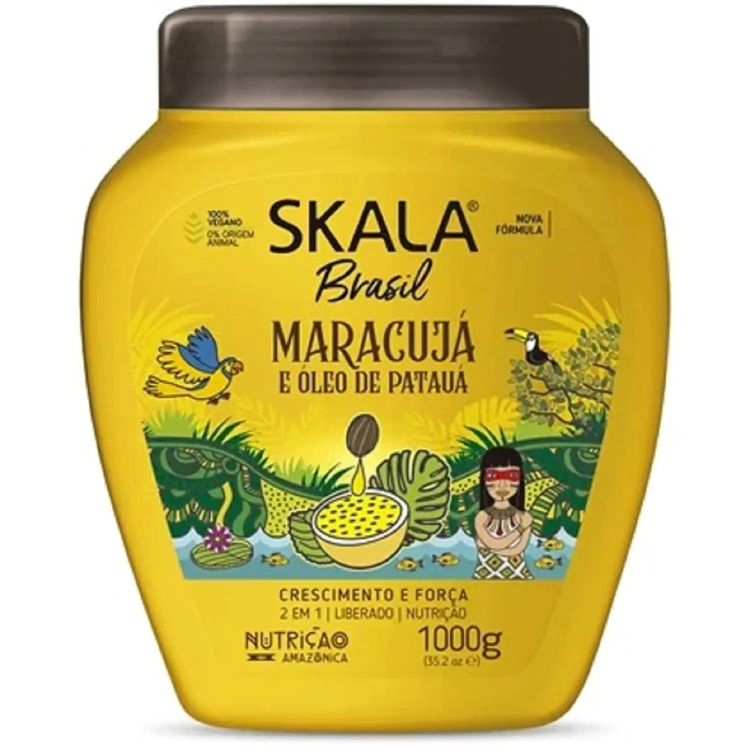 SKALA - Brasil - Creme de Tratamento 2 em 1 Maracuja e Oleo De Pataua 1 Kg - (Passion Fruit & Pataua Oil 2 in 1 Treatment Cream Net 35.27 Oz) Haircare Aligned