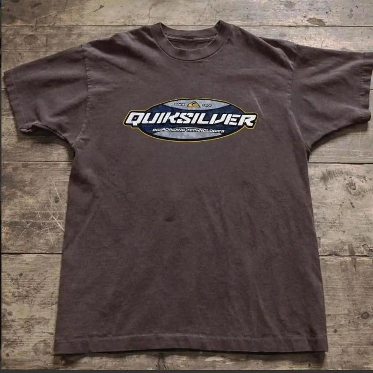 Vintage 90s Quiksilver Performance Boarding Shirt, Short Sleeve Crew Neck T-Shirt, Pull On, Casual