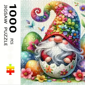 1000 Piece Easter Egg Dwarf Theme Puzzle, Large Adult Family Interactive Toy, DIY Home Decor Brain Challenge, Holiday Scene, Mixed Colors