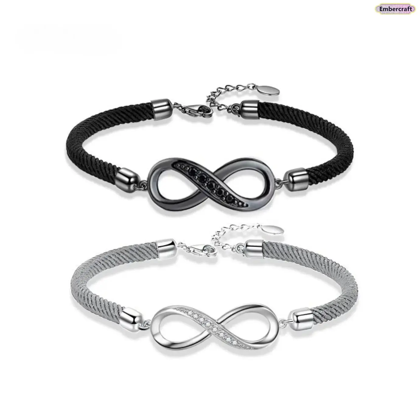 Matching Bracelet Set for Couples, Infinity Rope Copper Jewelry with Zirconia Accents, Adjustable Anniversary Gifts for Boyfriend and Girlfriend, Gf Gift