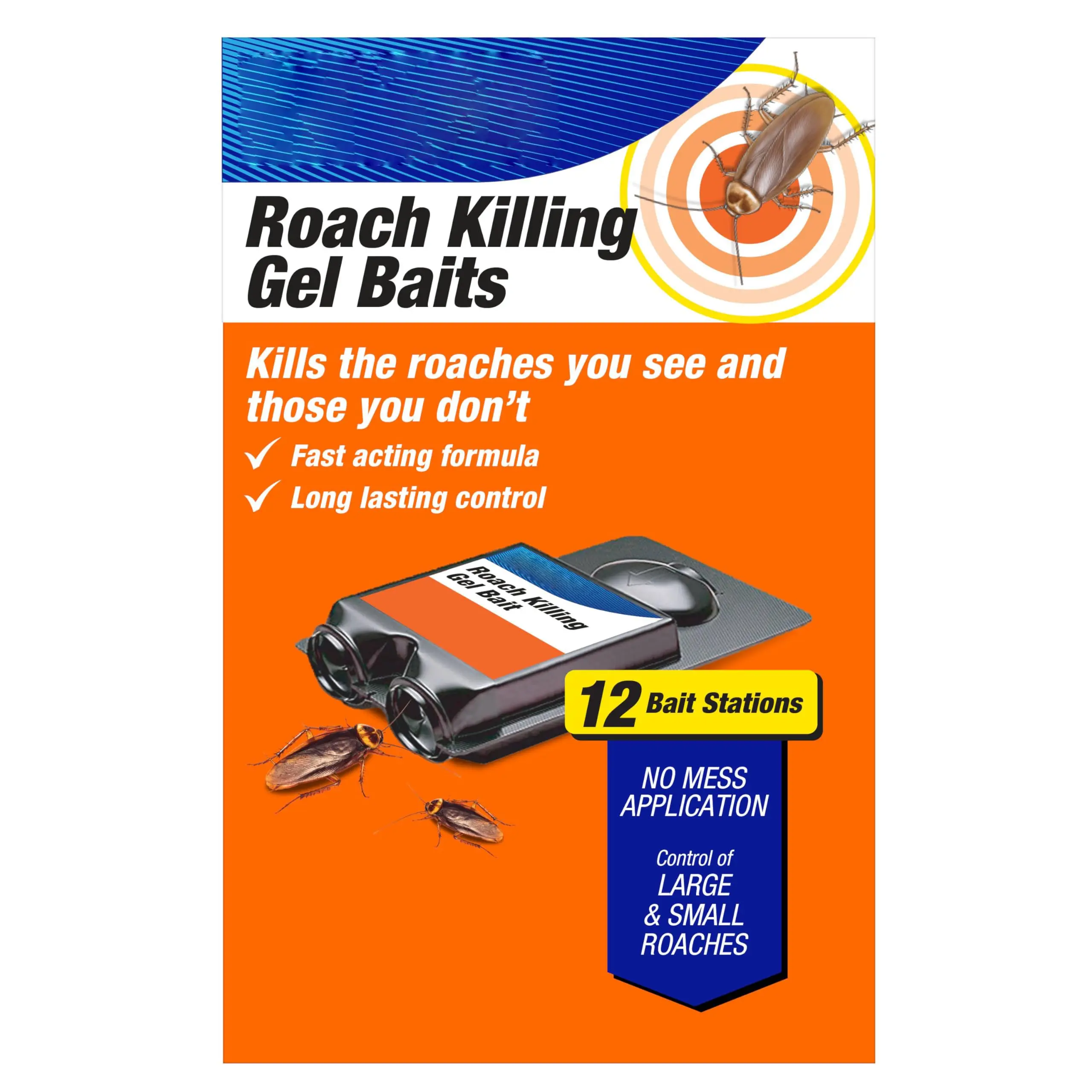 12-Piece Enclosed Gel Roach Bait Stations, Roach Killers with Space-Saving Compact Dual-Action Long-Lasting No-Mess Design, Anti Cockroach Indoor Insect Control for Basements, German/American/Oriental Cockroaches, Ready-to-Use