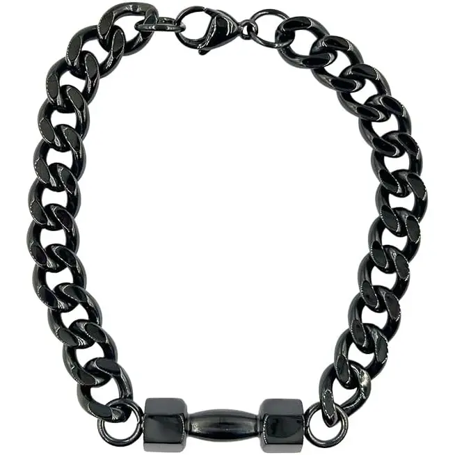 Dumbbell Bracelet, Stainless Steel Cuban Link Gym Bracelet for Men, Gym Gifts for Him