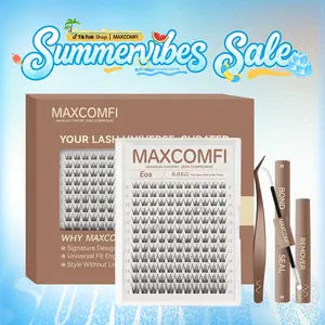 MaxComfi Eos Cluster Lashes - Ghost Lashes Vibe, Long-Lasting, Waterproof, Super Soft & Thin Band, Secret Style Venus Velure, Natural Daily Volume, Beginner-Friendly DIY Makeup for Flawless Voluminous Look, Beginner-Friendly Diy Lashes Summervibes