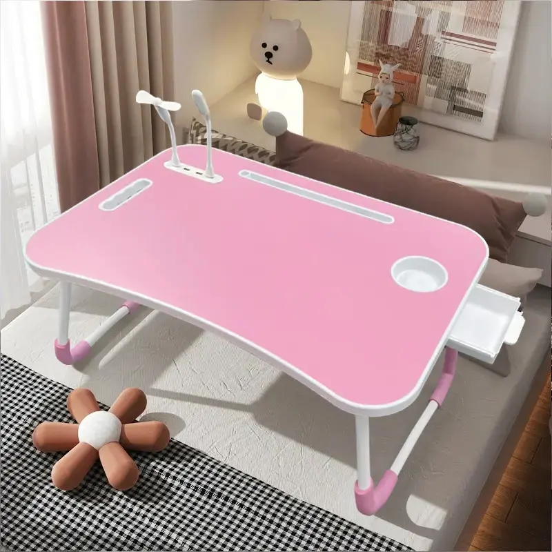 Ultra Large Portable Laptop Bed Table - Portable Ergonomic Desks & Workstations, Multi-Functional Tray with Cup Holder, Drawer, USB Port, Fan, Light - Heavy-Duty, Foldable for Work, Meals, Entertainment on Bed, Couch, Usb Ports, Studying