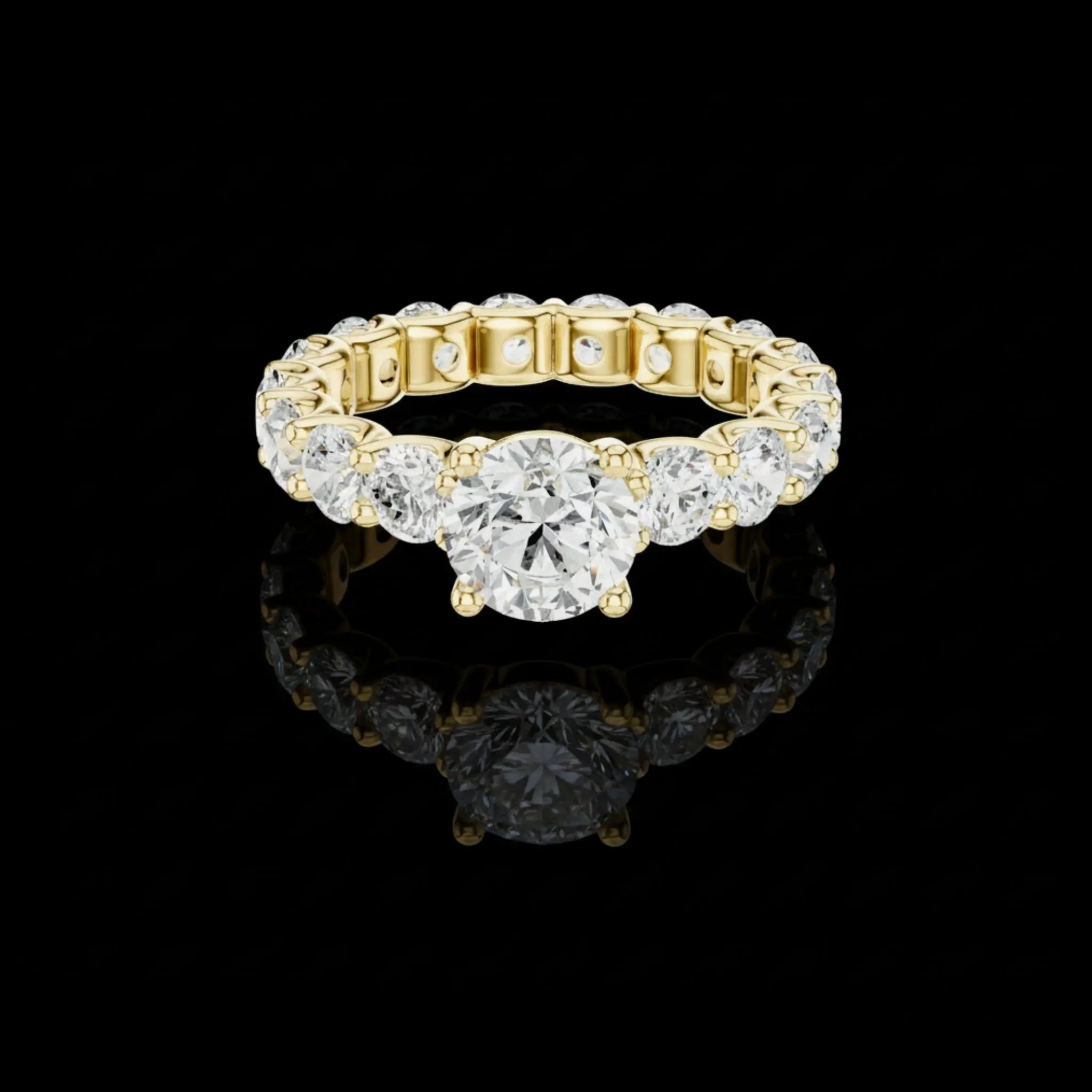 Round Brilliant Lab Grown Diamond Eternity Ring Solitaire Center