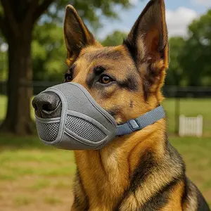 New Pet Muzzle Anti-Bite Adjustable Breathable Dog Mouth Cover, Realistic Bark Sound Effect, Prevents Mistaken Eating, Wholesale Available