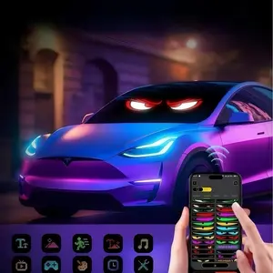 Automotive Demon Eye Lights, Demon Eye Screens, Ultra-thin Programmable Flexible LED Displays, Supporting Text/Pictures/Animations, APP + Remote Control, USB Rolling LED Displays, Suitable for Sedans/Store Decorations/Music Concerts.