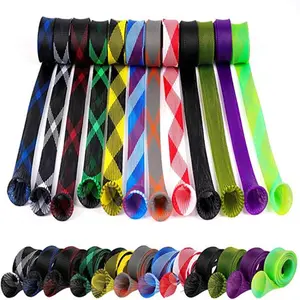 Random Color Fishing Rod Cover, 3 Counts Colorful Fishing Rod Protector, Cover Braided Mesh Rod Protector Pole Gloves Fishing Tools, Outdoor Fishing Accessories for Fishing Enthusiasts.