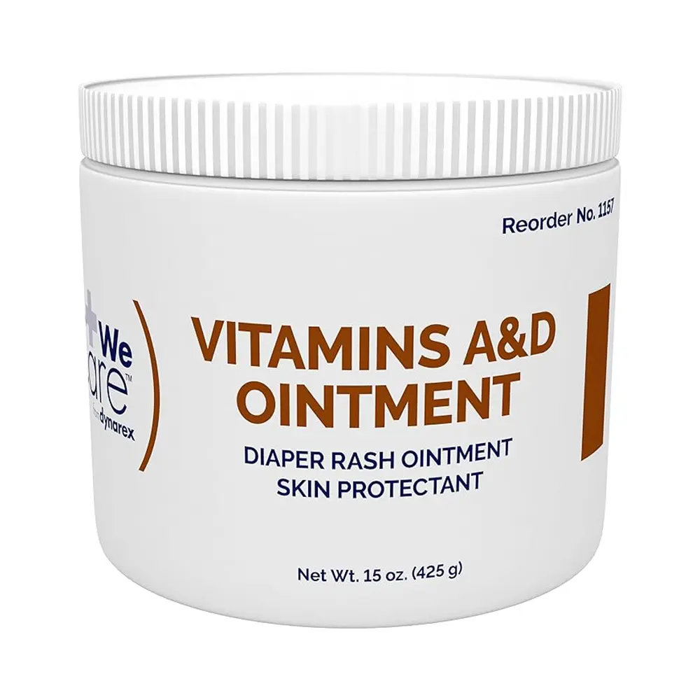 Dynarex Vitamins A & D Ointment, Gentle Body Care Moisturizer, 15 oz Jar for Skin Protection & Repair (Sensitive Skin Safe)