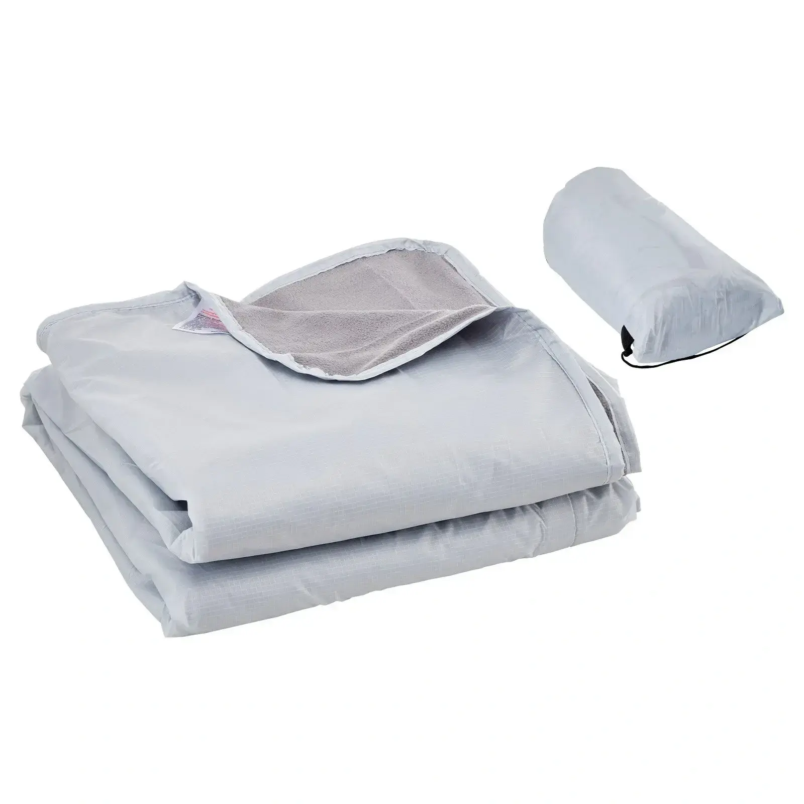 Camping Fleece Blanket - Large 79"x59" Light Grey Waterproof Windproof Flame Retardant Polyester Wearable Blanket for Outdoor Camping, Sports Events, Travel