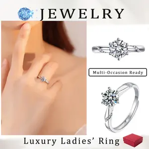 2-Carat Round Cut CZ Engagement Ring – Classic 6-Prong Solitaire Setting in Sterling Silver Finish, Adjustable Band. A Timeless Wedding, Promise, Eternity, Anniversary, Valentine’s Day, Christmas, or Birthday Gift for Women.