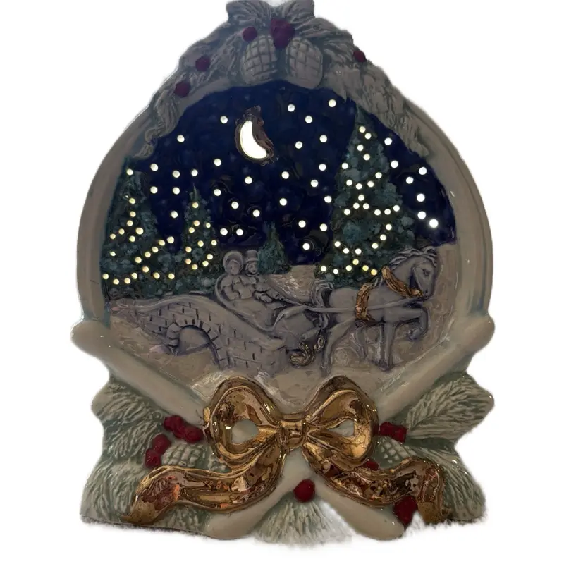 Ceramic Christmas Light the drum light with horse and couple