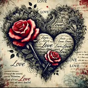 5D Full Drill Vintage Love Heart & Red Roses Diamond Painting Kit - Romantic Retro Art | DIY Gift for Valentine's Day, Anniversary & Home Decor | Perfect Wall Art for Living Rooms, Bedrooms & Entryways