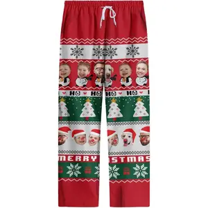 Custom Pajama Pants with Pet Face Photo, Personalized PJ Bottoms for Men & Women, Christmas Gift Idea T3