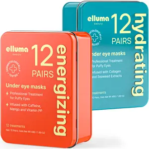 Elluma Beauty Under Eye Patches – 24 Hydrogel Pads, Energizing & Hydrating Sets with Caffeine and Seaweed Extracts