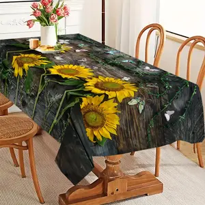Sunflower Pattern Tablecloth, Rectangular Tablecloth, Decorative Tablecloth for Home Kitchen Dining Room, Outdoor Patio, Table Decoration Supplies