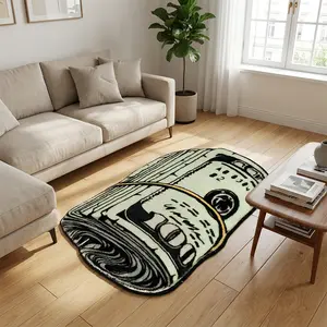Cartoon Money Rug, Unique Rugs, Home Decor Rug, 1 count soft comfortable rug, creative design of a bundle of cartoon banknotes, gift for boys, room decoration, Ultra Soft & Perfect for US Young TikTokers! suitable for bedroom bedside