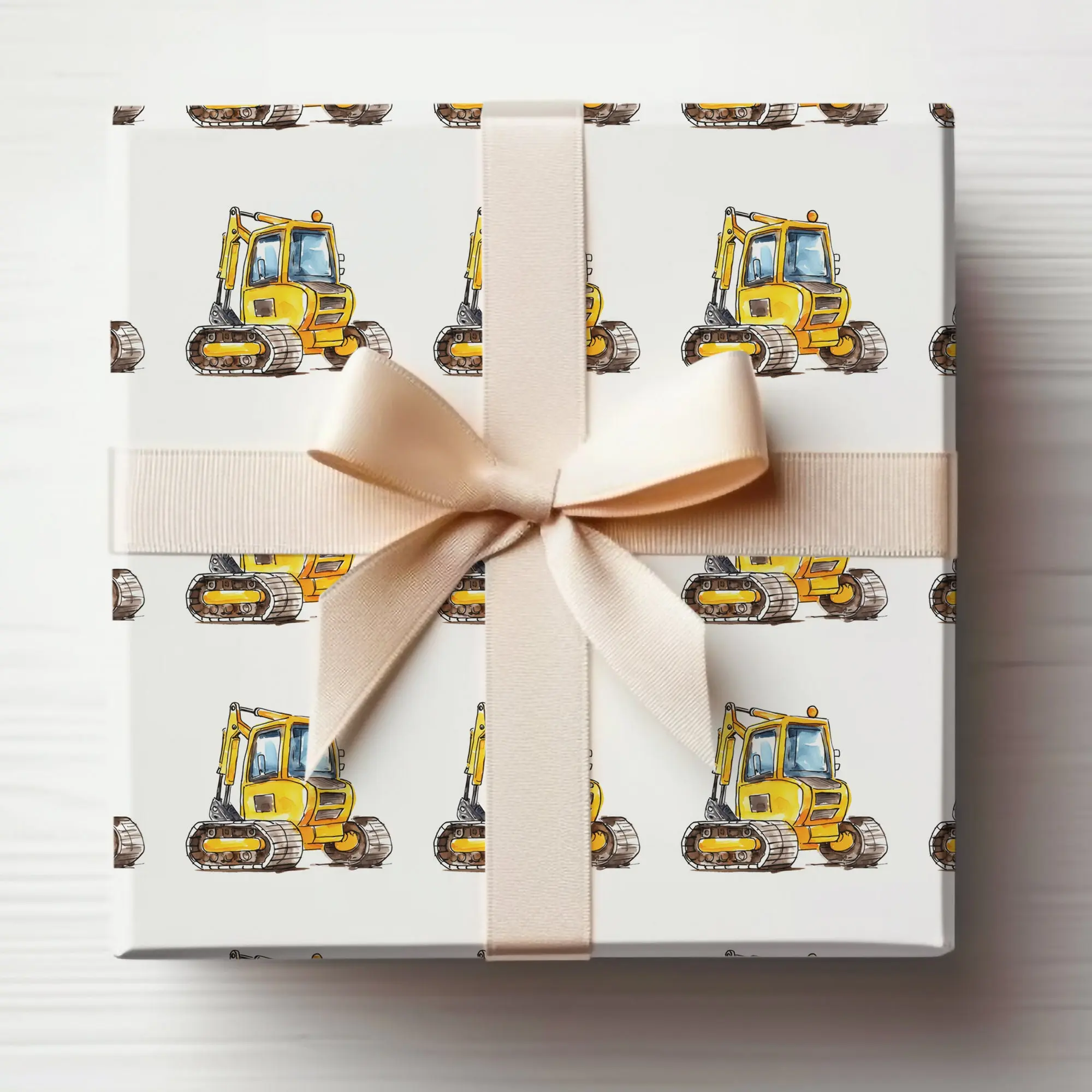 Construction Wrapping Paper Backhoe Gift Wrap, Boys Construction Gift Wrap, Bulldozer Wrapping Paper, Construction Birthday Gift Wrap