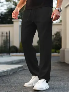 Men’s casual pants for spring and autumn, featuring a drawstring waist, loose straight-leg fit—ideal for everyday commuting, light business meetings, casual outings, and relaxing at home.
