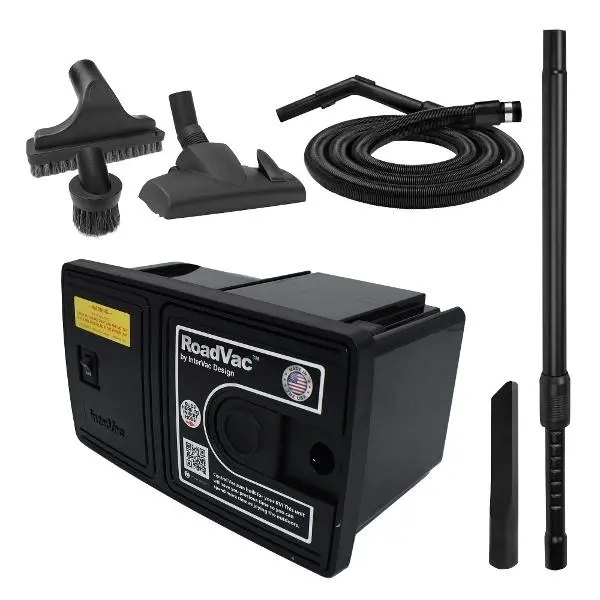InterVac RoadVac CS-8 Compact Vacuum Cleaner with Power Cord & Tool Kit for RVs, Boats, Kitchens, Tiny Homes - Powerful Suction, Easy Install, 11.75" x 6" x 6.75"
