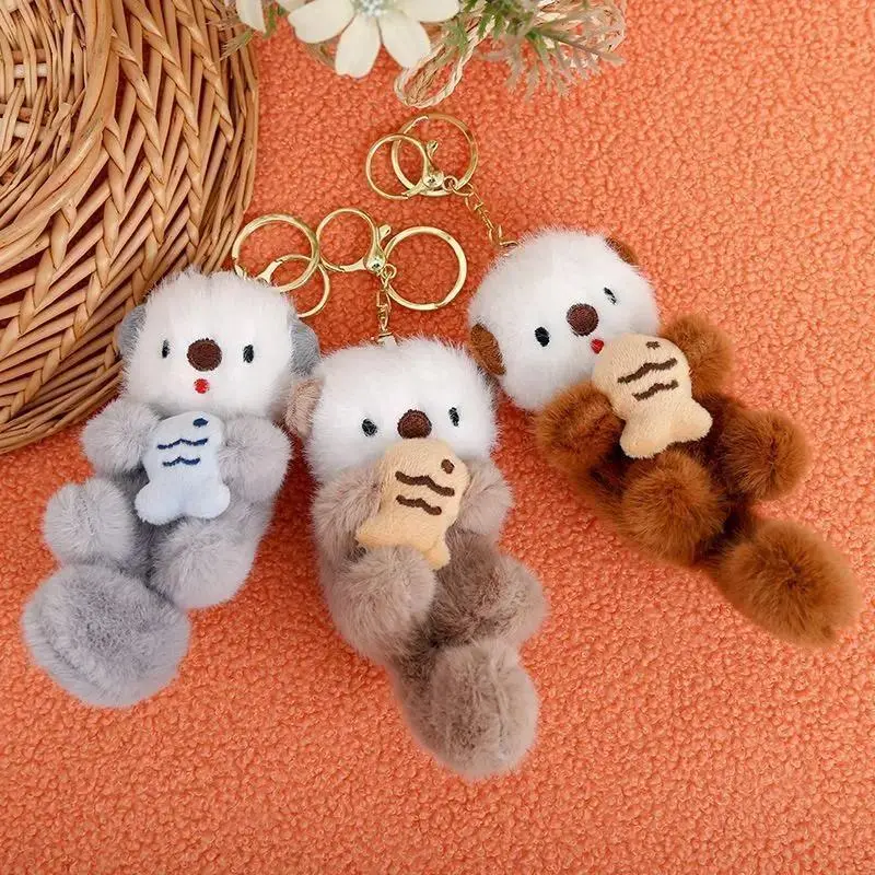 Set of 2 or 3 Cute Otter Plush Keychains | Soft Animal Charms & Bag Accessories, Adorable Plush Figurines, Ideal Birthday Gift