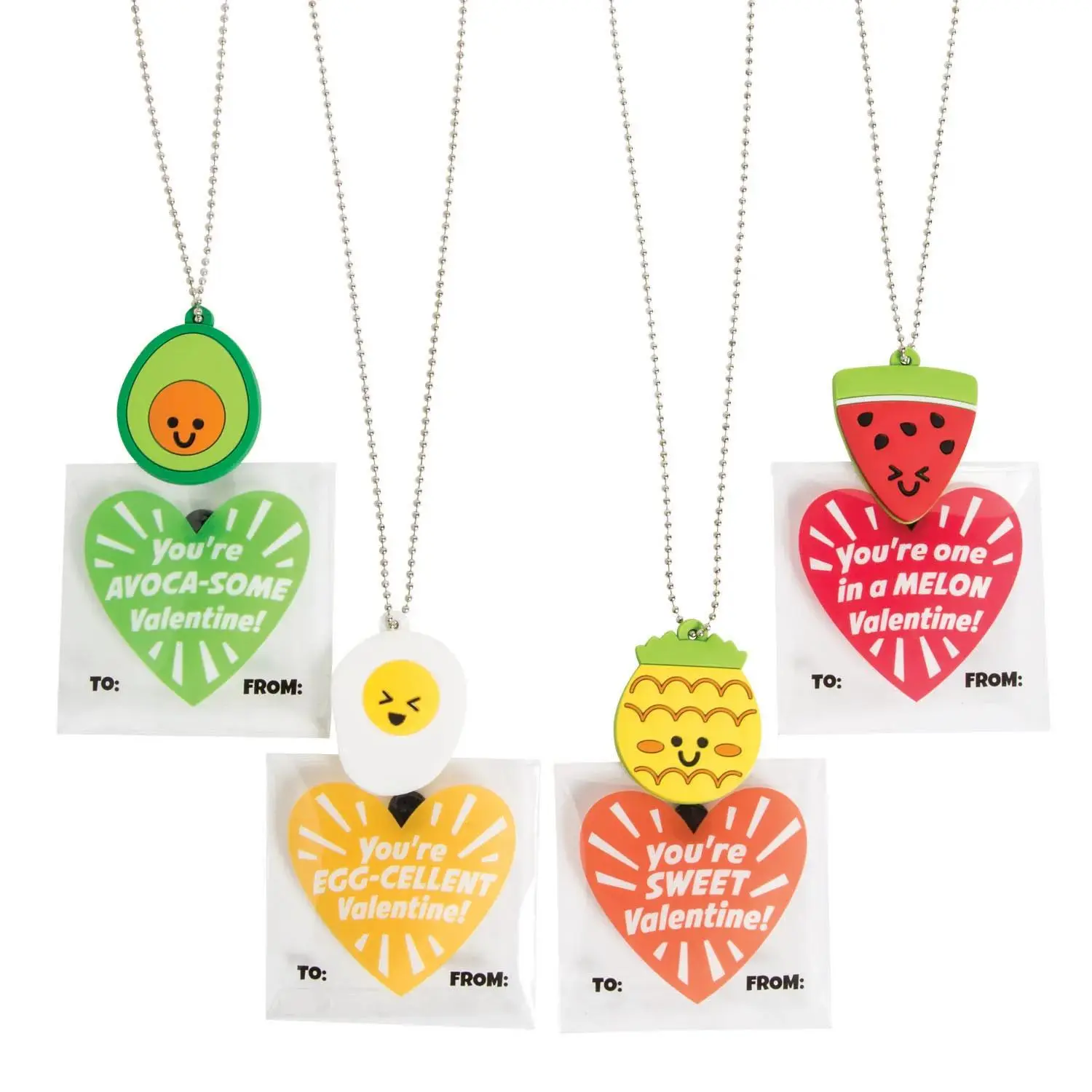 24" Charms Necklace Set - 12 Pieces with Card, Cute Necklaces for Valentine's Day Party Favors, Scavenger Hunt Exchanges