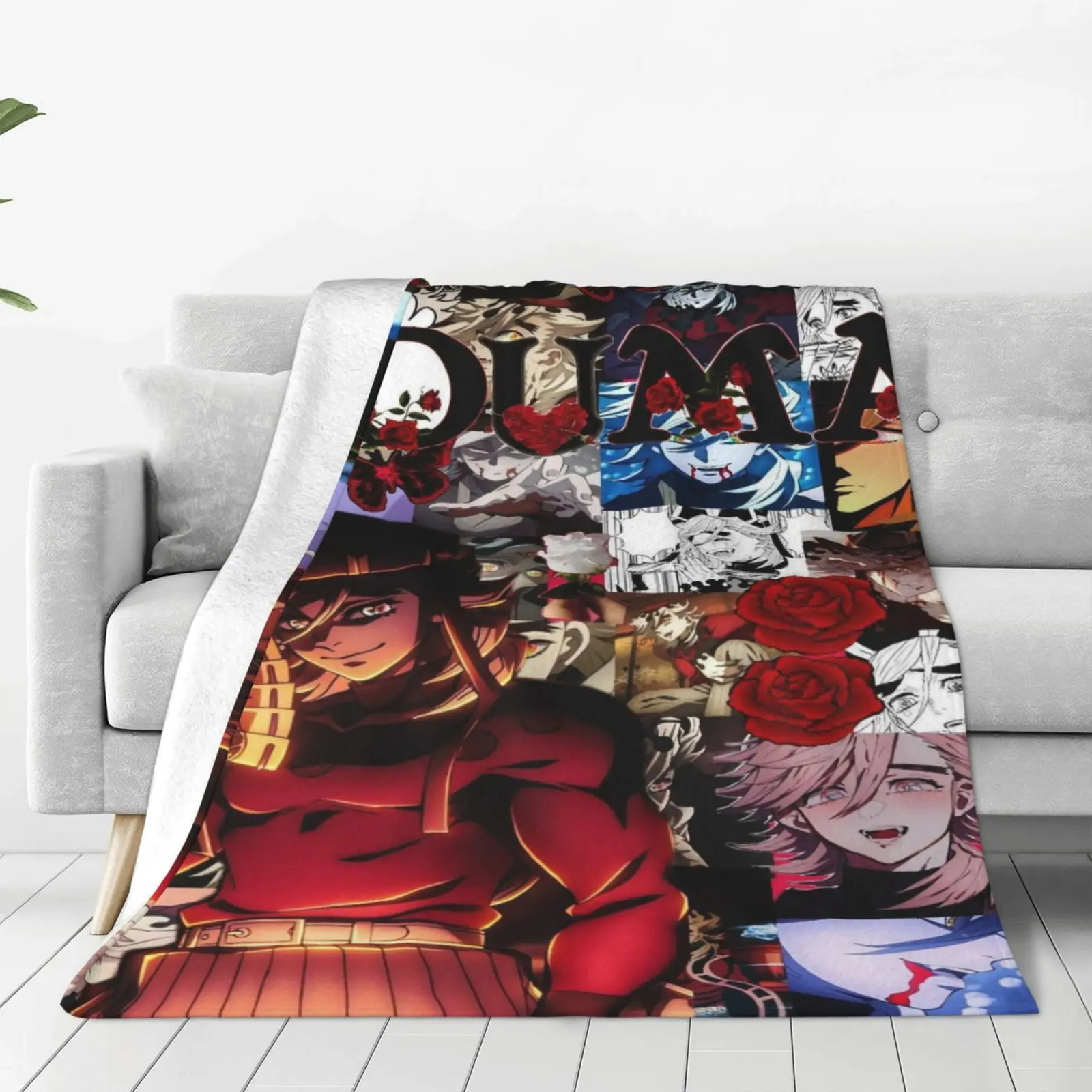 Demon Slayer Douma-Themed Patchwork Microfibre Blanket - Soft, Durable, Breathable, Classic, Stain Resistant, Machine Washable for Office, Sofa, Bedroom