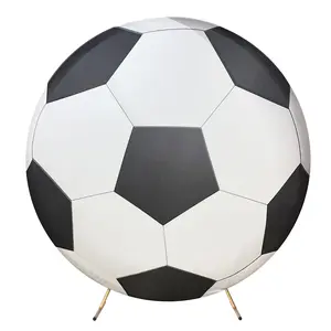 Diameter 6.56ft Elastic Soccer Ball Round Backdrop Cover | Birthday Game Night Party Decor Photo Booth Background