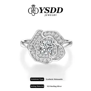 【#557 Valentine's Day Special】Full Moissanite Rose Ring Promise Ring vvs Synthetic Moissanite Rings in 925 Sterling Silver