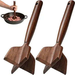 Meat Choppers, Wooden Meat Choppers 11'' Ground Beef Chopper Tool Hamburger Smasher Tool Meats Shredder for Kitchen Home