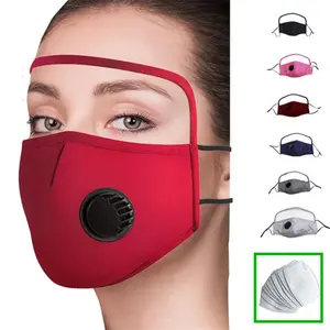 Sports Face Mask with Valve & Eye Shield | Breathable Washable Cotton Mask – UV Protection Face Cover with Ear Loops for Cycling, Running & Outdoor Sports ski mask