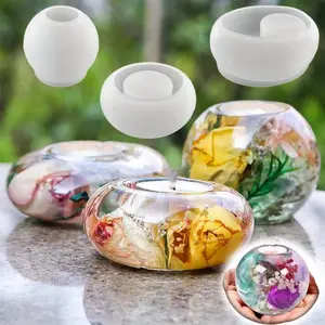 Tealight Candle Holder Resin Molds Silicone,3Pcs Tea Light Candle Holder Molds for Resin,Plaster,Cement Concrete,Epoxy Moulds for DIY Home Décor,Great for Beginners