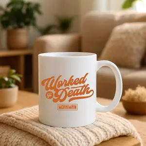 Worked To Death Mug, Funny Blue Collar Worker Coffee Mug, Construction Worker Ceramic Cup, Workman Tradesman Gift for Men Coworkers