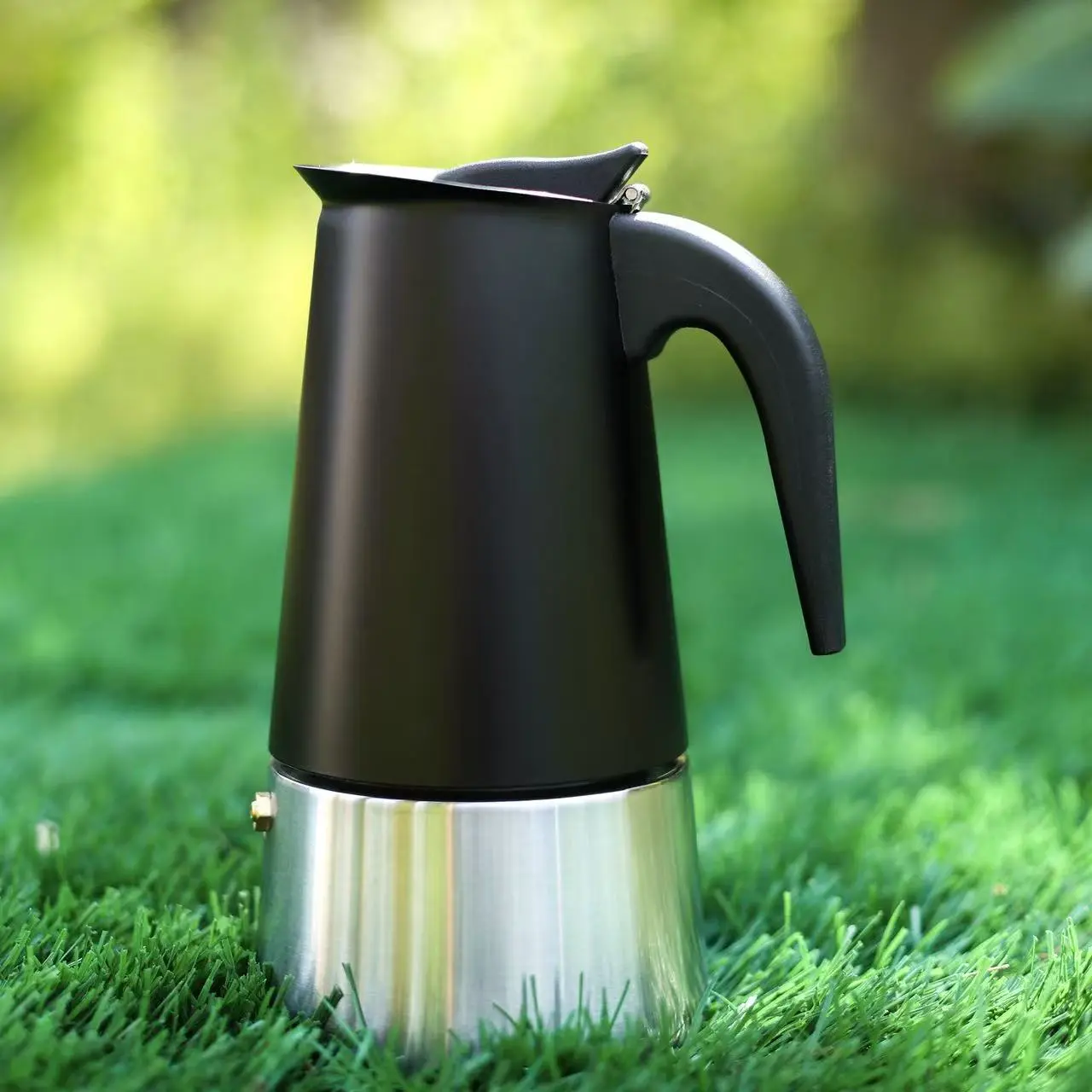 304 Stainless Steel Moka Pot Coffee Maker - 2/4/6/9-Cup Versatile Capacity, Super-Premium Matte Black, Exceptional Handle Feel, Durable, Understated, Stovetop Compatible, Ideal for Home Use, Great Birthday Gift/Christmas Gift