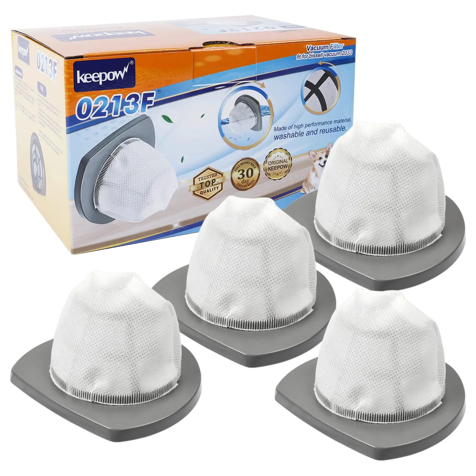 KEEPOW Reusable Featherweight Replacement Filter Compatible Set for Bissell Featherweight Stick Lightweight Bagless Vacuum Models 2033, 20331, 20333, 20336, 20339, 2033M