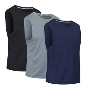 Men's 3 Pack Sleeveless T-Shirts Vest Top for Men Quick Dry Muscle Gym Tank Top Breathable Training Bodybuilding Vest Athletic Activewear Gymwear