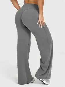 Women's High Waist Bell Bottoms, Fall Winter Sporty Pants, Tummy Control Butt Lifting, High Elasticity Outdoor Casual Wear